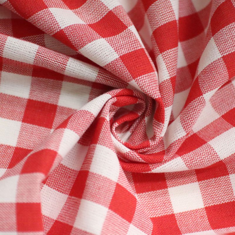LINHO EC VICHY GARDEN VERMELHO 40%POLIESTER 40%VISCOSE 20% LINHO DELICADO