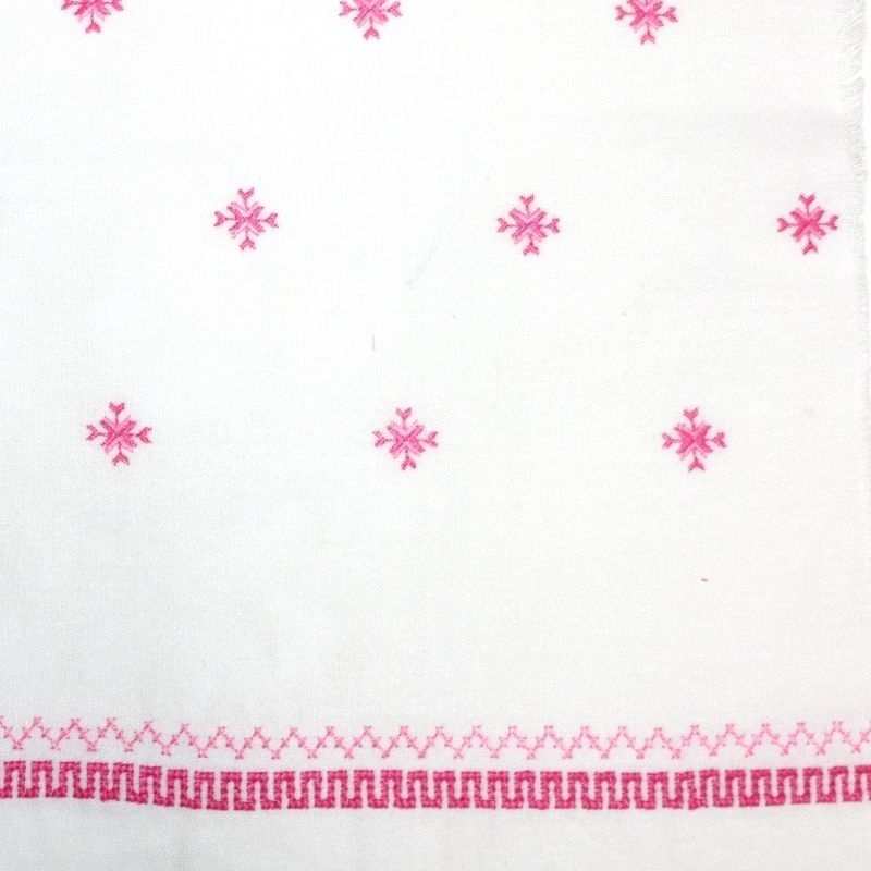 LINHO EC BORDADO GEOMETRICO AURORA OFF WHITE/FUCHSIA 50%POLIESTER 30%VISCOSE 20%LINHO DELICADO