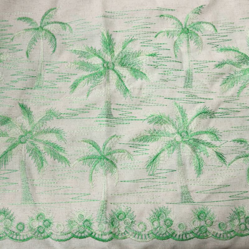 LINHO EC BORDADO PALMEIRA IMPERIAL VERDE FRESH V2 50%POLIESTER 30%VISCOSE 20%LINHO "DELICADO AO MANUSEIO"