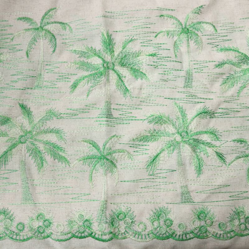 LINHO EC BORDADO PALMEIRA IMPERIAL MOJITO 50%POLIESTER 30%VISCOSE 20%LINHO "DELICADO AO MANUSEIO"