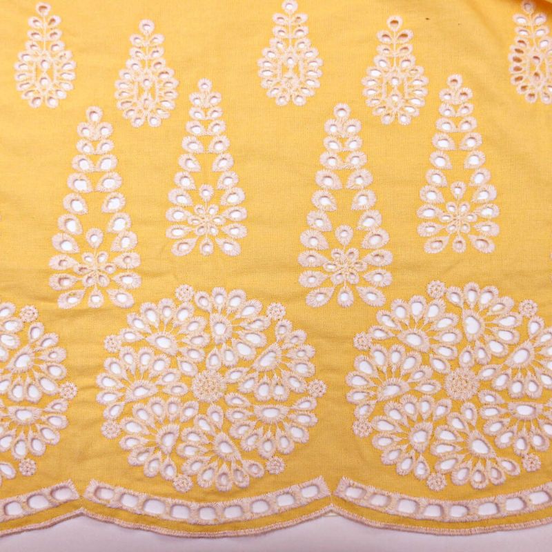 LINHO EC BORDADO BICOLOR BLOOM AMARELO PEQUI/CRU  35%POLIESTER 30%VIS DELICADO