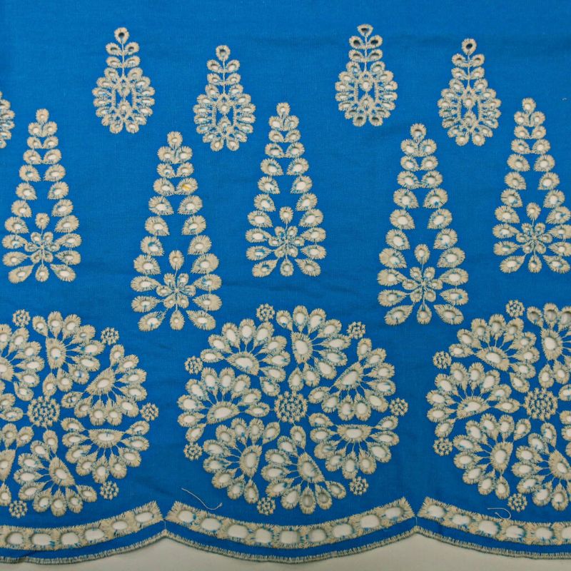 LINHO EC BORDADO BICOLOR BLOOM NEW BLUE/CRU  35%POLIESTER 30%VIS DELICADO