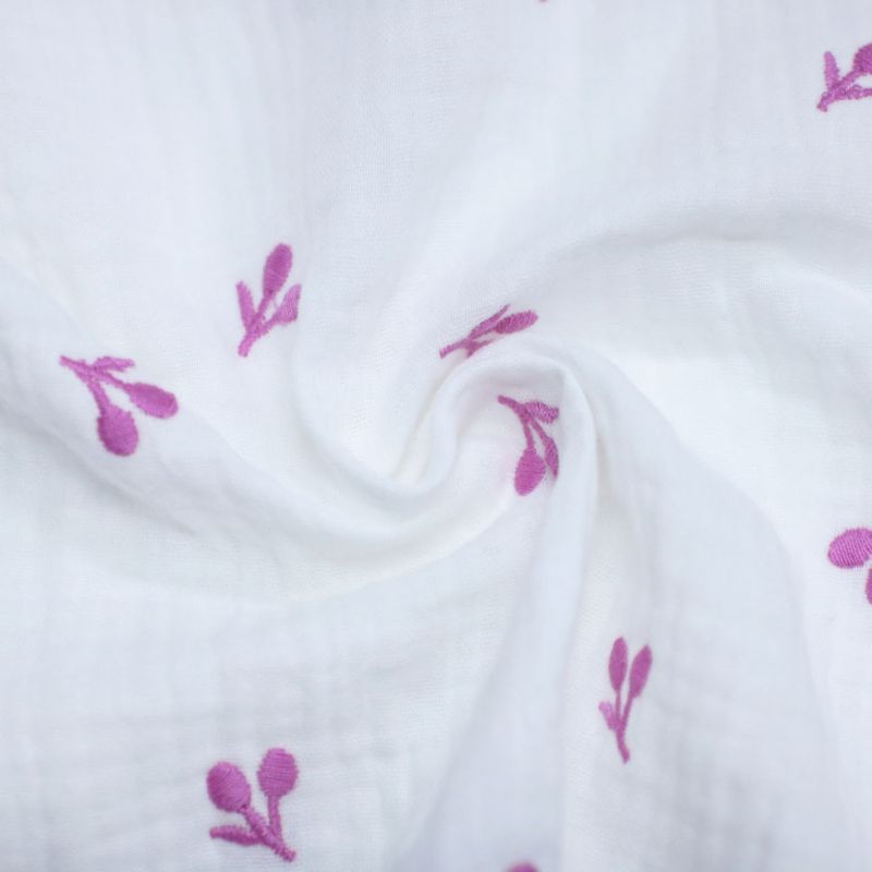 COTTON DOUBLE BORDADO CEREJA OFF WHITE/BLOOM 90%ALGODAO 10%POLIESTER DELICADO