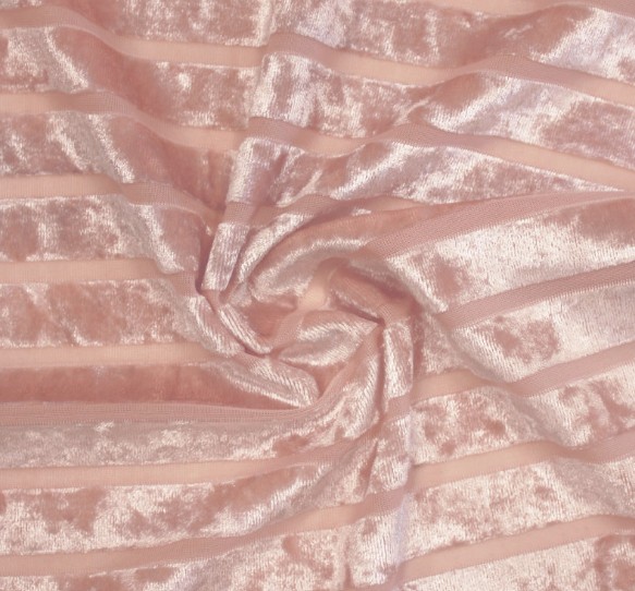 MALHA VELUDO STRIPE SOFT ROSE 96% POLIESTER 4% ELASTANO 