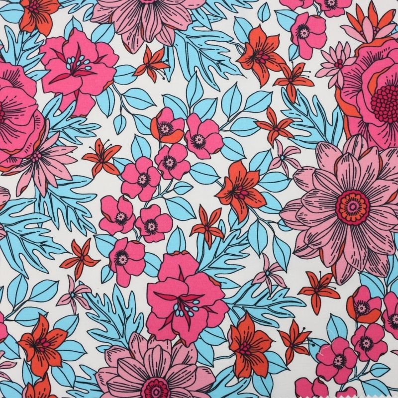 NEW TRICOLINE E. FLORAL BELLE ROSA TUDO V2 70%ALGODÃO 27%POLIAMIDA 3%ELASTANO 
