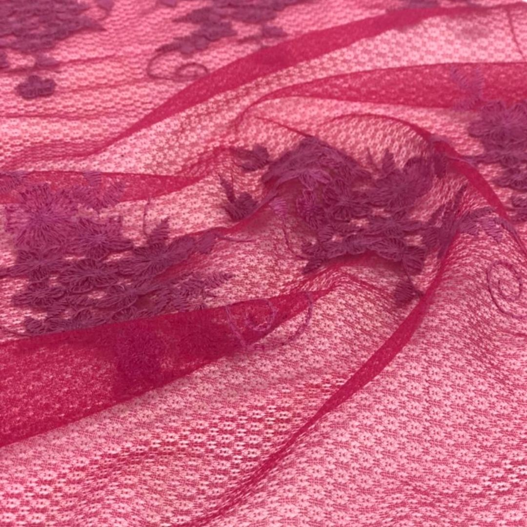 TULE BORDADO FLORAL DORA PINK 90% POLIAMIDA 10% POLIESTER 