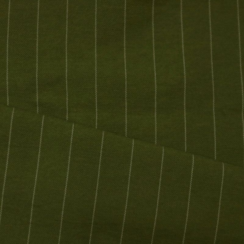 TWILL RAYON FLAT ICE RISCA DE GIZ VERDE OLIVA/OFF WHITE 91%VISCOSE 8%POLIAMIDA 1%POLIESTER