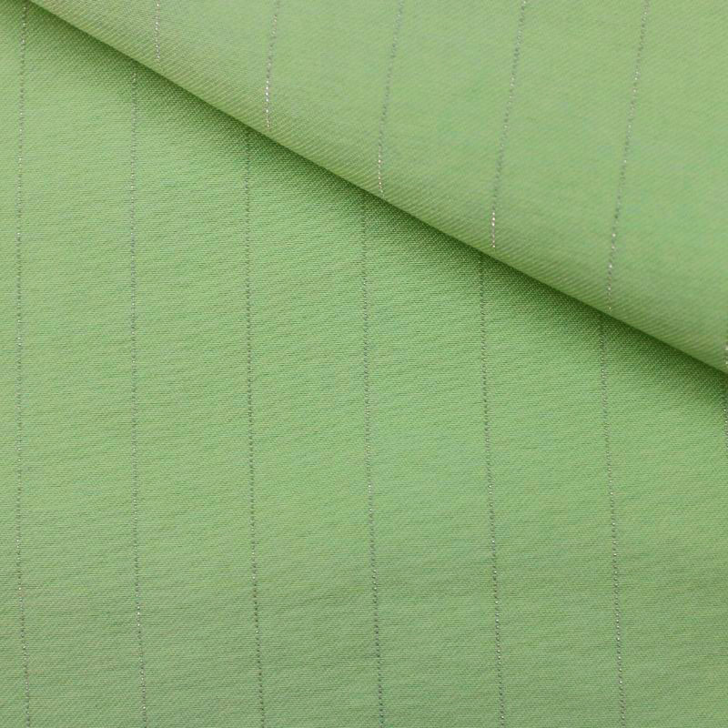 TWILL RAYON FLAT ICE RISCA DE GIZ LUREX MENTA/SILVER 91%VISCOSE 9%POLIESTER 