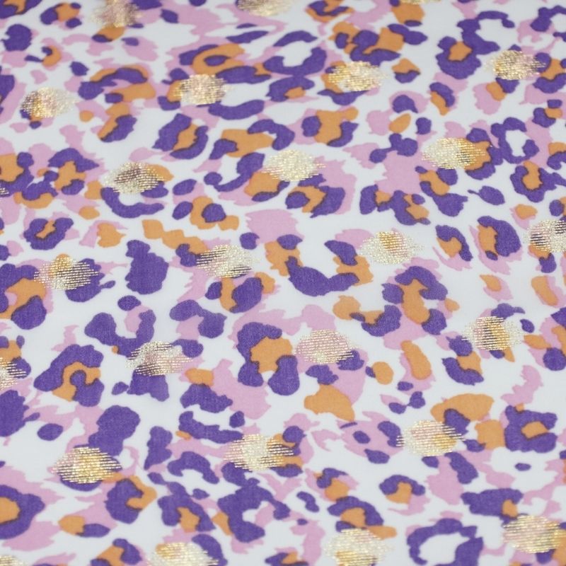 CHIFFON FOIL E. ANIMAL PRINT HALLEY AÇAÍ/ORANGE V3 100%POLIESTER "DELICADO AO MANUSEIO"