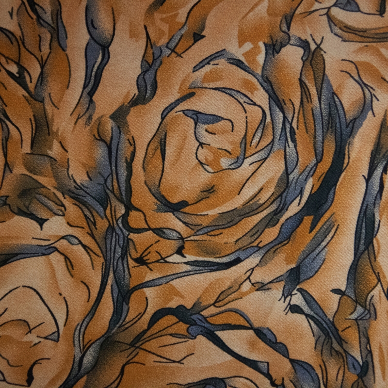 SATIN SPANDEX E. ROSEDAL CARAMEL RUSTIC/EXPRESSO 100% POLIESTER "DELICADO AO MANUSEIO"