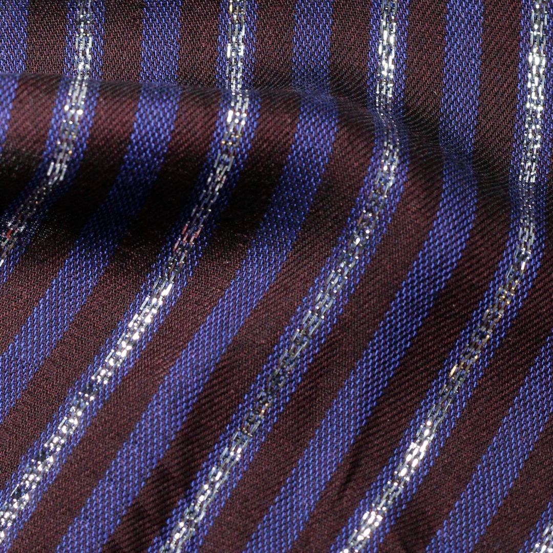 SOFT SILKY LUREX STRIPE ALANIS DIGITAL BLUE/SILVER 95% VISCOSE 5% POLIESTER DELICADO