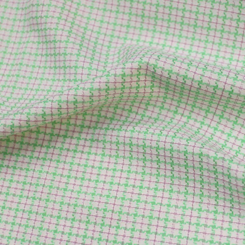 ALFAIATARIA SUMMER CHECK MENTA 94%POLIESTER 6%VISCOSE 