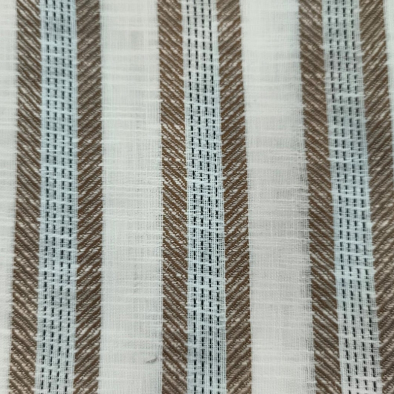 LINEN VEDA LISTRADO NORONHA CASTANHO 55%POLIÉSTER 45%ALGODÃO